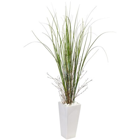 Nearly Natural Bamboo Grass in White Tower Ceramic 6963